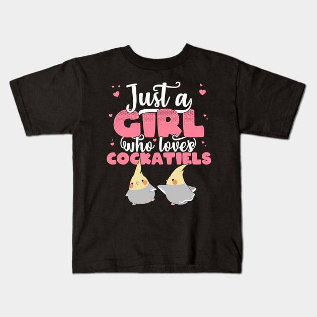 Just A Girl Who Loves Cockatiels kawaii parrot bird lovers design Kids T-Shirt by theodoros20